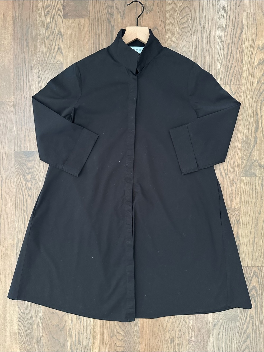 Tuckernuck Stand Collar Cotton Poplin Charlie Shirt Dress in Black Medium